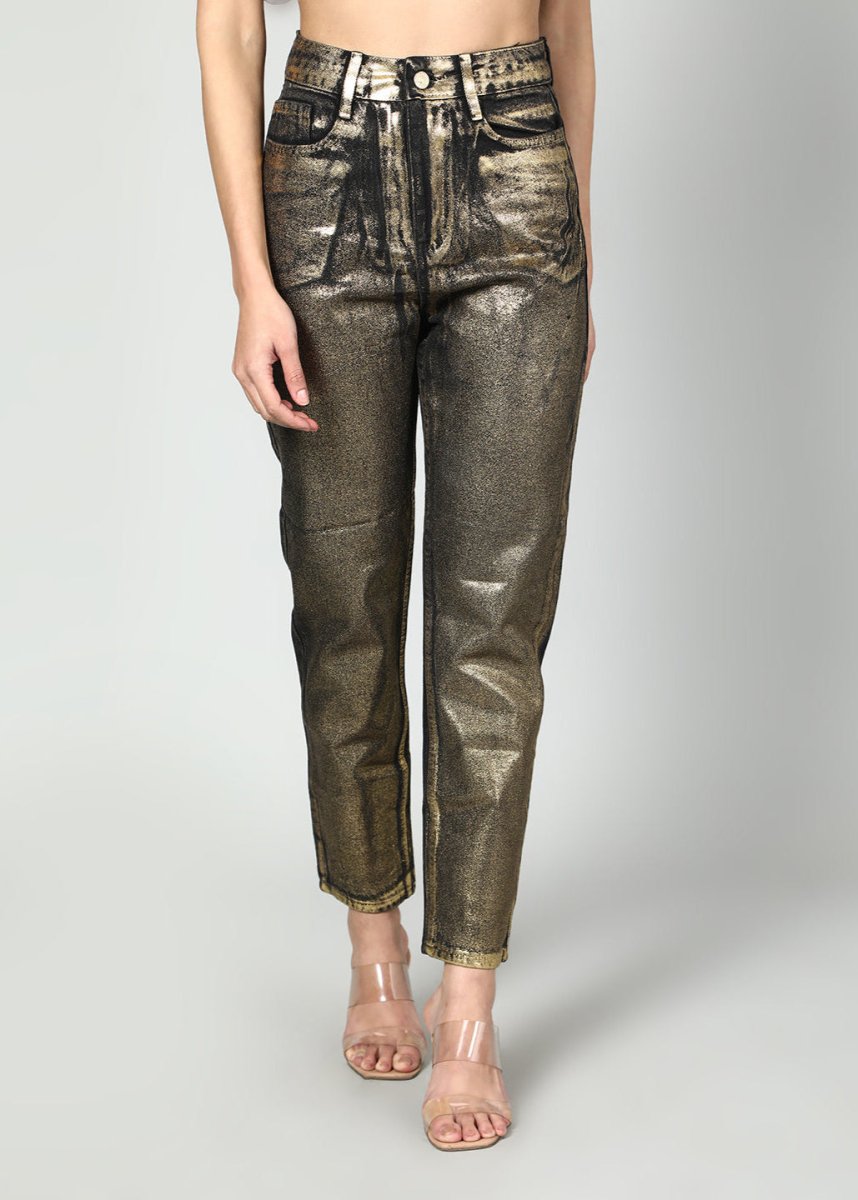 Gaiia Shimmer Denim Straight Leg Jeans - GAIIA